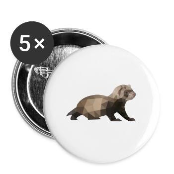 Verspieltes Frettchen Kaninchenjagd - Buttons groß 56 mm (5er Pack) - Weiß - Vorne