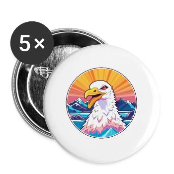 Möwe Aquarell Karikatur Kawaii Haustier Tier Farbe - Buttons groß 56 mm (5er Pack) - Weiß - Vorne