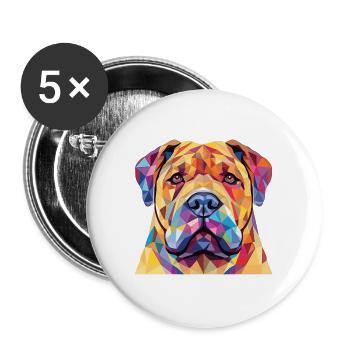 Shar Pei reinrassige Hunderasse buntes Aquarell - Buttons groß 56 mm (5er Pack) - Weiß - Vorne