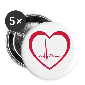 Herzschlag-EKG-Linie Medizinischer Pulswellen-Ikon-Vektor - Buttons groß 56 mm (5er Pack) - Weiß - Vorne