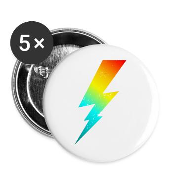 80s bolt lighting classic - Buttons groß 56 mm (5er Pack) - Weiß - Vorne