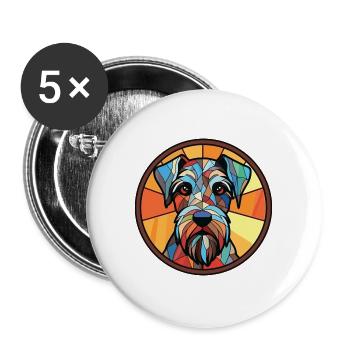 Standard-Schnauzer-Hunderasse buntes Aquarell - Buttons groß 56 mm (5er Pack) - Weiß - Vorne