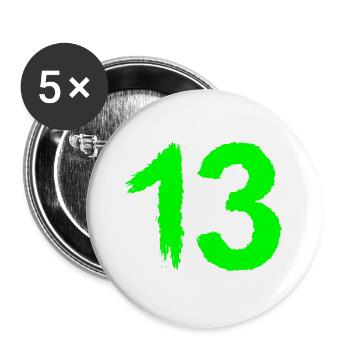 Zahl 13 Lieblingszahl Bürste - Buttons groß 56 mm (5er Pack) - Weiß - Vorne