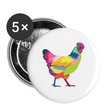 Huhn - Buttons groß 56 mm (5er Pack) - Weiß - Vorne