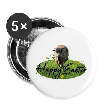 Easter Happy Easter - Buttons groß 56 mm (5er Pack) - Weiß - Vorne