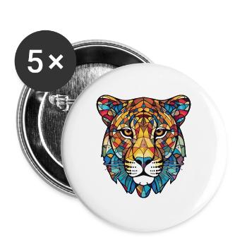 Leopard Bunte Aquarell-Tierillustration - Buttons groß 56 mm (5er Pack) - Weiß - Vorne