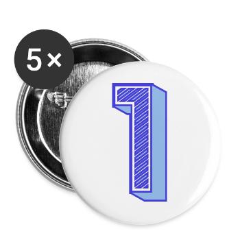 1. 1 JAHR. 1. JAHRESTAG. 1 JAHR GEBURTSTAG - Buttons groß 56 mm (5er Pack) - Weiß - Vorne