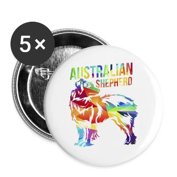 Agiler Australian Shepherd Hütehund - Buttons groß 56 mm (5er Pack) - Weiß - Vorne