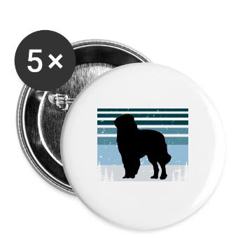 Karpaten-Schäferhund-Silhouette Retro-Sonnenuntergang - Buttons groß 56 mm (5er Pack) - Weiß - Vorne