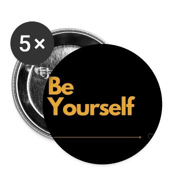 BE YOURSELF Selbstliebe - Buttons groß 56 mm (5er Pack) - Weiß - Vorne