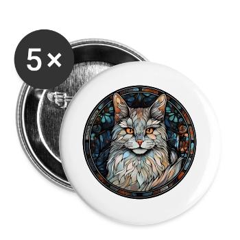 Türkische Angorakatzenrasse Aquarellglasmalerei - Buttons groß 56 mm (5er Pack) - Weiß - Vorne