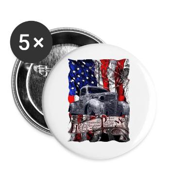 Patriotischer Oldtimer Collage - Buttons groß 56 mm (5er Pack) - Weiß - Vorne