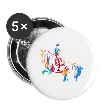 Schwungvolle Dressur Pferdeausbildung - Buttons groß 56 mm (5er Pack) - Weiß - Vorne