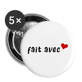 fait avec amour - Lot de 5 grands badges (56 mm) - blanc - Devant