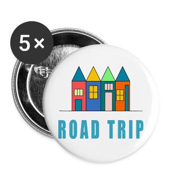 LEBEN SIE DEN URLAUB. FERIEN. SCHÖNE FERIEN - Buttons groß 56 mm (5er Pack) - Weiß - Vorne