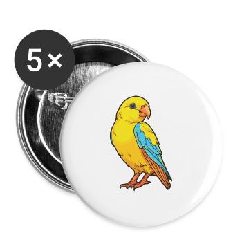 Kanarienvogel Buntes Aquarell Cartoon Kawaii Tier - Buttons groß 56 mm (5er Pack) - Weiß - Vorne