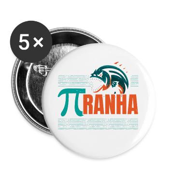 Piranha Sammler Aquarianer Aquaristik Fischhaltung - Buttons groß 56 mm (5er Pack) - Weiß - Vorne