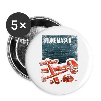 Präziser Steinmetz Natursteinarbeit - Buttons groß 56 mm (5er Pack) - Weiß - Vorne