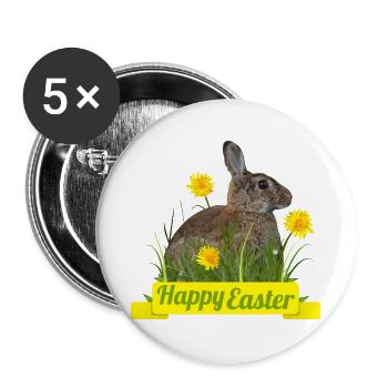 Happy Easter rabbit cony - Buttons groß 56 mm (5er Pack) - Weiß - Vorne