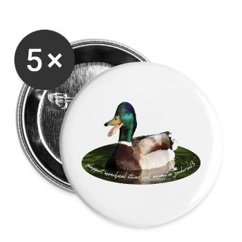 Plappermaul labern schnattern Ente - Buttons groß 56 mm (5er Pack) - Weiß - Vorne