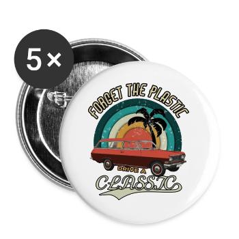 Vintage Drive the classics Oldtimer Classic Car - Buttons large 2.2''/56 mm (5-pack) - white - Front