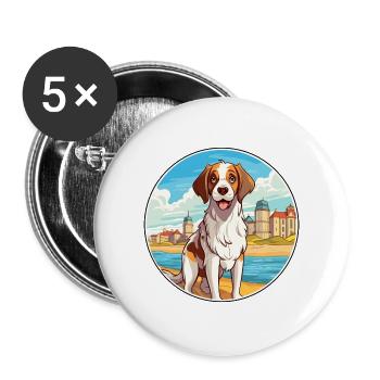 Moskau Wachhund Hund Rasse Cartoon Kawaii Clipart - Buttons groß 56 mm (5er Pack) - Weiß - Vorne