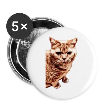 britisch Kurzhaar Katze - Buttons groß 56 mm (5er Pack) - Weiß - Vorne