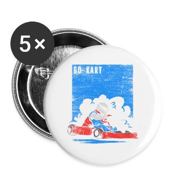Rasanter Kartpilot Rennstrecke - Buttons groß 56 mm (5er Pack) - Weiß - Vorne