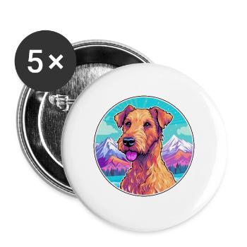 Irish Terrier Hunderasse Cartoon Kawaii Aquarell - Buttons groß 56 mm (5er Pack) - Weiß - Vorne
