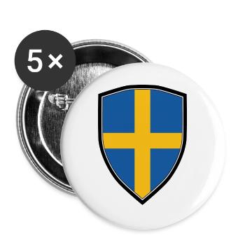 SWEDEN FLAG SHIELD - Buttons large 2.2''/56 mm (5-pack) - white - Front