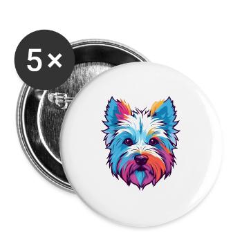 West Highland White Terrier Hunderasse Aquarell C - Buttons groß 56 mm (5er Pack) - Weiß - Vorne