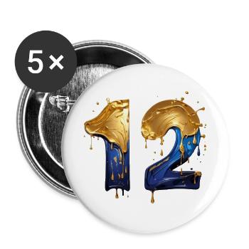 NR. 12 NUMMER 12 COOL 12. GEBURTSTAG - Buttons groß 56 mm (5er Pack) - Weiß - Vorne