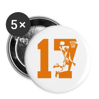 NUMBER 17 BASKETBALL 17TH BIRTHDAY - Buttons large 2.2''/56 mm (5-pack) - white - Front