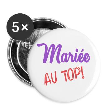 HOCHZEIT - Buttons groß 56 mm (5er Pack) - Weiß - Vorne
