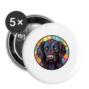 Deutsch Langhaar Vorstehhund Rasse Aquarell - Buttons groß 56 mm (5er Pack) - Weiß - Vorne