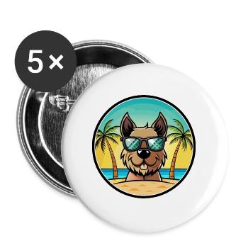 Möwe Terrier Hunderasse Cartoon Sonnenbrille Strand - Buttons groß 56 mm (5er Pack) - Weiß - Vorne