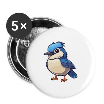 Jay Vogel Niedliche Karikatur Kawaii Aquarell Tier Haustier - Buttons groß 56 mm (5er Pack) - Weiß - Vorne