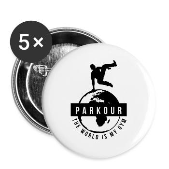 Furchtloser Parkour Stadtakrobat - Buttons groß 56 mm (5er Pack) - Weiß - Vorne