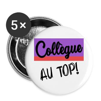 KOLLEGE. ANFANGEN. BESCHÄFTIGUNG. HUMOR. MANAGER. CHEF - Buttons groß 56 mm (5er Pack) - Weiß - Vorne