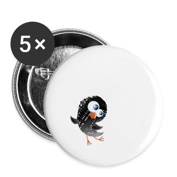Lustiger Vogel la,laa ich scheiß auf Euch Spruch - Buttons groß 56 mm (5er Pack) - Weiß - Vorne
