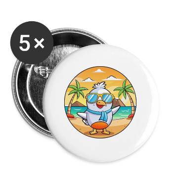 Möwe Lustige Cartoon Sommer Strand Sonnenbrille - Buttons groß 56 mm (5er Pack) - Weiß - Vorne