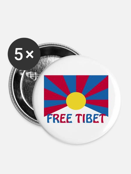 free tibet - Buttons groß 56 mm (5er Pack) - Weiß