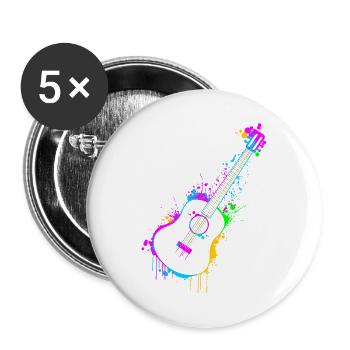 Gitarre - Buttons groß 56 mm (5er Pack) - Weiß - Vorne