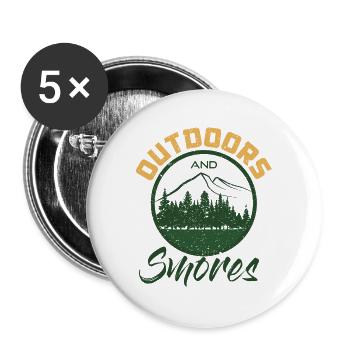 Camping Outdoors and Smores - Buttons groß 56 mm (5er Pack) - Weiß - Vorne
