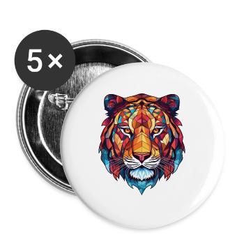 Tiger Buntes Aquarell Tier Haustier Illustration - Buttons groß 56 mm (5er Pack) - Weiß - Vorne