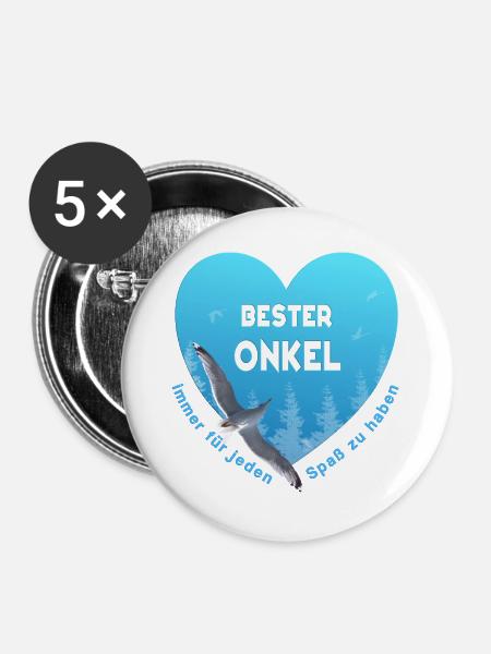 bester Onkel - Buttons groß 56 mm (5er Pack) - Weiß