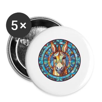Esel Buntes Aquarell Tier Haustier Illustration - Buttons groß 56 mm (5er Pack) - Weiß - Vorne