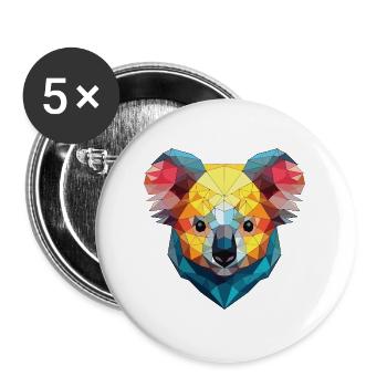 Koala Buntes Aquarell Tier Haustier Illustration - Buttons groß 56 mm (5er Pack) - Weiß - Vorne