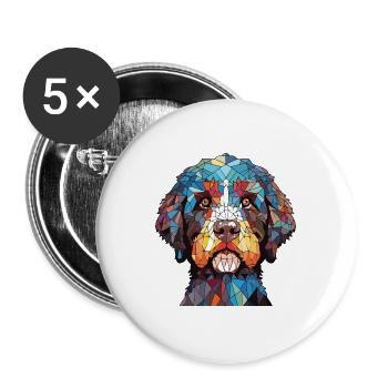 Friesische Wasserhundrasse Aquarell-Illustration - Buttons groß 56 mm (5er Pack) - Weiß - Vorne