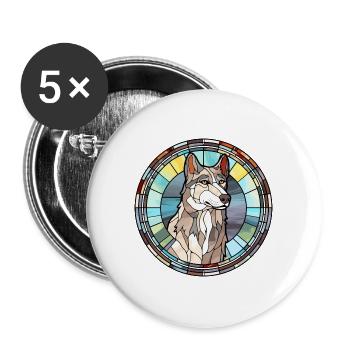 Nördliche Inuit Hunderasse Buntes Glas Bunt Wa - Buttons groß 56 mm (5er Pack) - Weiß - Vorne